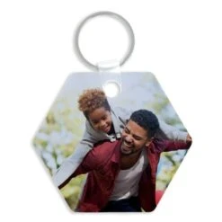 Double-Sided Hexagon Aluminum Sublimation Keychain - 2.55” X 2.25”